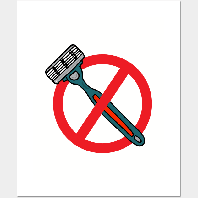 No Shaver Razors Allowed Funny Barber Sign Wall Art by HotHibiscus